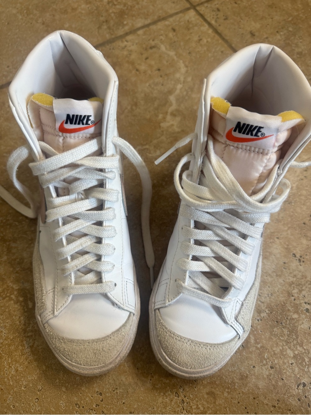 Nike White Women's Lace-Up High-Top Boots with Pink Logo